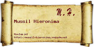 Mussil Hieronima névjegykártya